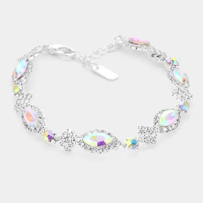 Fashnzfab Marquise Stone Accented Evening Bracelet In Metallic
