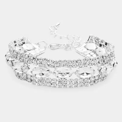 Fashnzfab Marquise Stone Accented Evening Bracelet In Metallic