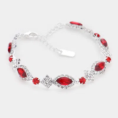 Fashnzfab Marquise Stone Accented Evening Bracelet In Brown