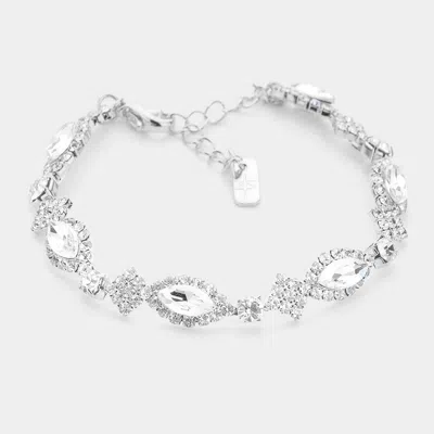Fashnzfab Marquise Stone Accented Evening Bracelet In Silver