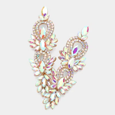 Fashnzfab Marquise Stone Accented Evening Dangle Earrings - Ab, Gold In Metallic
