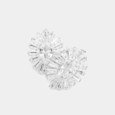 Fashnzfab Marquise Stone Accented Evening Earrings - Silver In Metallic