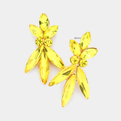 Fashnzfab Marquise Stone Accented Evening Earrings - Yellow