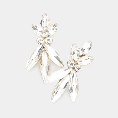Fashnzfab Marquise Stone Accented Evening Earrings In Gold