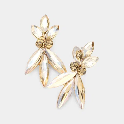Fashnzfab Marquise Stone Accented Evening Earrings In Gold