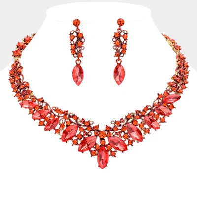 Fashnzfab Marquise Stone Accented Evening Necklace In Multi