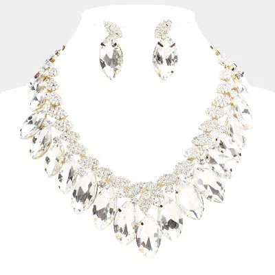 Fashnzfab Marquise Stone Accented Evening Necklace In Silver