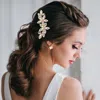 Fashnzfab Marquise Stone Accented Flower Hair Comb In White
