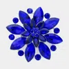 Fashnzfab Marquise Stone Accented Flower Pin Brooch In Blue