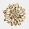 Fashnzfab Marquise Stone Accented Flower Pin Brooch In Gold