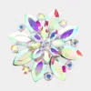Fashnzfab Marquise Stone Accented Flower Pin Brooch In Multi