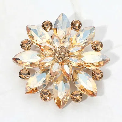 Fashnzfab Marquise Stone Accented Flower Pin Brooch In Multi