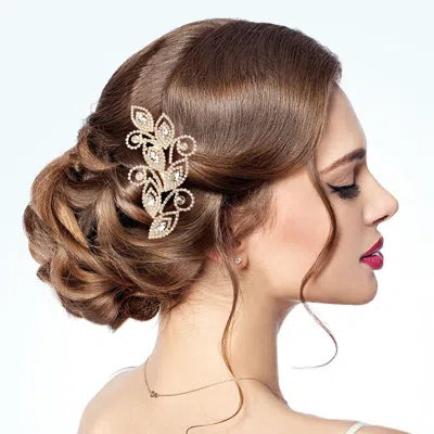 Fashnzfab Marquise Stone Accented Hair Comb In Gold