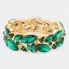 Fashnzfab Marquise Stone Accented Leaf Cluster Stretch Evening Bracelet Emerald In Green