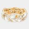 Fashnzfab Marquise Stone Accented Leaf Cluster Stretch Evening Bracelet Gold In Gold