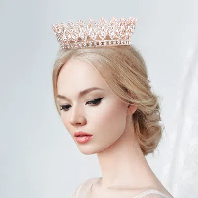 Fashnzfab Marquise Stone Accented Pageant Crown Tiara In Gold