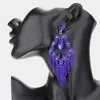 Fashnzfab Marquise Stone Accented Rhinestone Fringe Dangle Evening Earrings - Royal Blue In Blue