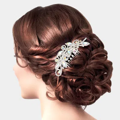 Fashnzfab Marquise Stone Accented Rhinestone Hair Comb In Metallic