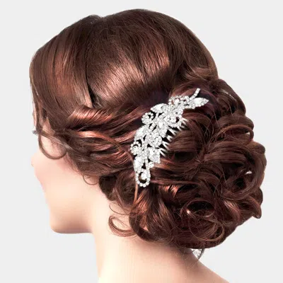Fashnzfab Marquise Stone Accented Rhinestone Hair Comb In Metallic