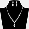 Fashnzfab Marquise Stone Accented Rhinestone Necklace - Silver In Metallic