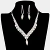 Fashnzfab Marquise Stone Accented Rhinestone Necklace In Metallic