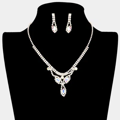 Fashnzfab Marquise Stone Accented Rhinestone Pave Necklace In Gold
