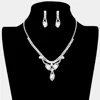 Fashnzfab Marquise Stone Accented Rhinestone Pave Necklace In Metallic