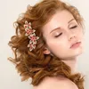 Fashnzfab Marquise Stone Accented Rhinestone Paved Flower Pointed Hair Comb In Orange