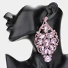 Fashnzfab Marquise Stone Accented Statement Evening Earrings - Violet In Pink