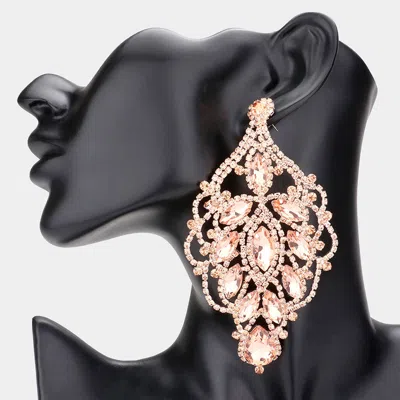 Fashnzfab Marquise Stone Accented Statement Evening Earrings In Gold