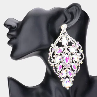 Fashnzfab Marquise Stone Accented Statement Evening Earrings In Multi
