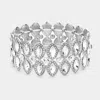 Fashnzfab Marquise Stone Accented Stretch Evening Bracelet Clear, Silver In Metallic