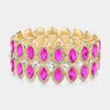 Fashnzfab Marquise Stone Accented Stretch Evening Bracelet Fuchsia, Gold In Multi
