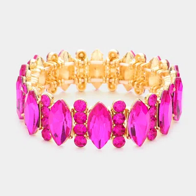Fashnzfab Marquise Stone Accented Stretch Evening Bracelet Fuchsia In Pink