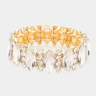 Fashnzfab Marquise Stone Accented Stretch Evening Bracelet Gold