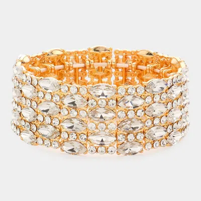 Fashnzfab Marquise Stone Accented Stretch Evening Bracelet In Gold
