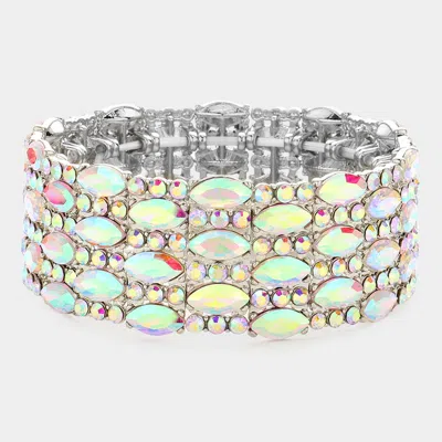 Fashnzfab Marquise Stone Accented Stretch Evening Bracelet In Multi