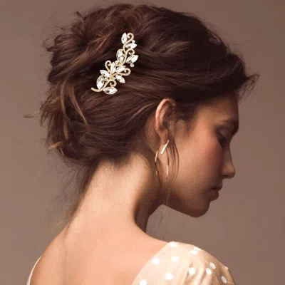 Fashnzfab Marquise Stone Accented Vine Hair Comb In Gold