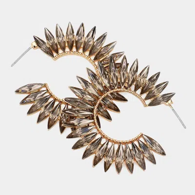 Fashnzfab Marquise Stone Around Hoop Evening Earrings In Gold
