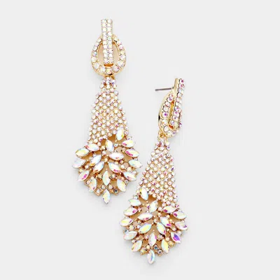 Fashnzfab Marquise Stone Cluster Accented Evening Earrings - Ab, Gold