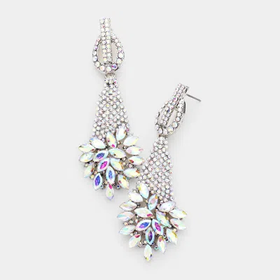 Fashnzfab Marquise Stone Cluster Accented Evening Earrings In Multi