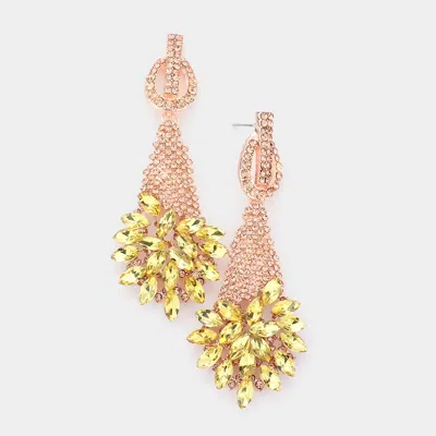 Fashnzfab Marquise Stone Cluster Accented Evening Earrings In Yellow