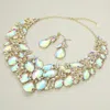 Fashnzfab Marquise Stone Cluster Accented Evening Necklace In Gold
