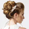 Fashnzfab Marquise Stone Cluster Accented Leaf Vine Hair Comb In Gold