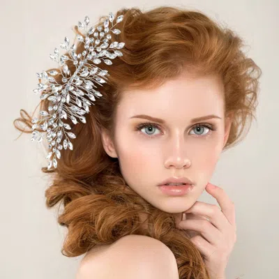 Fashnzfab Marquise Stone Cluster Branch Hair Comb In Multi