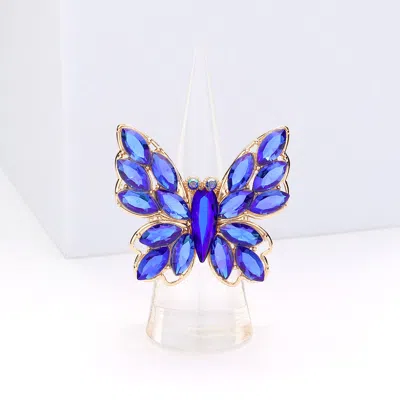 Fashnzfab Marquise Stone Cluster Butterfly Stretch Ring In Black