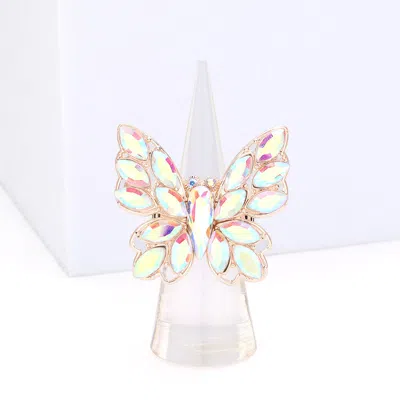 Fashnzfab Marquise Stone Cluster Butterfly Stretch Ring In Multi