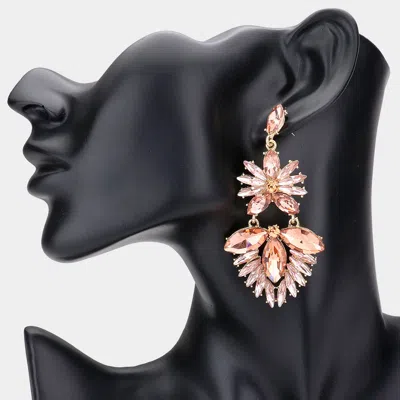 Fashnzfab Marquise Stone Cluster Chandelier Dangle Evening Earrings - Peach In Pink