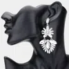 Fashnzfab Marquise Stone Cluster Chandelier Dangle Evening Earrings - Rhodium In White