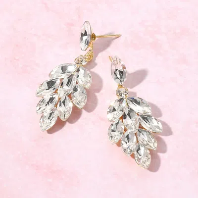 Fashnzfab Marquise Stone Cluster Chandelier Dangle Evening Earrings In Gold